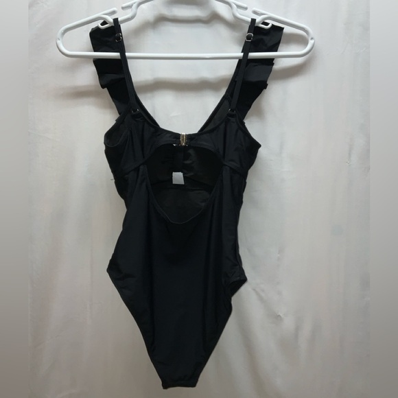 NWT Women’s Cici Bird One Piece Cutout Ruffled Swimsuit Black - Small - Picture 7 of 9